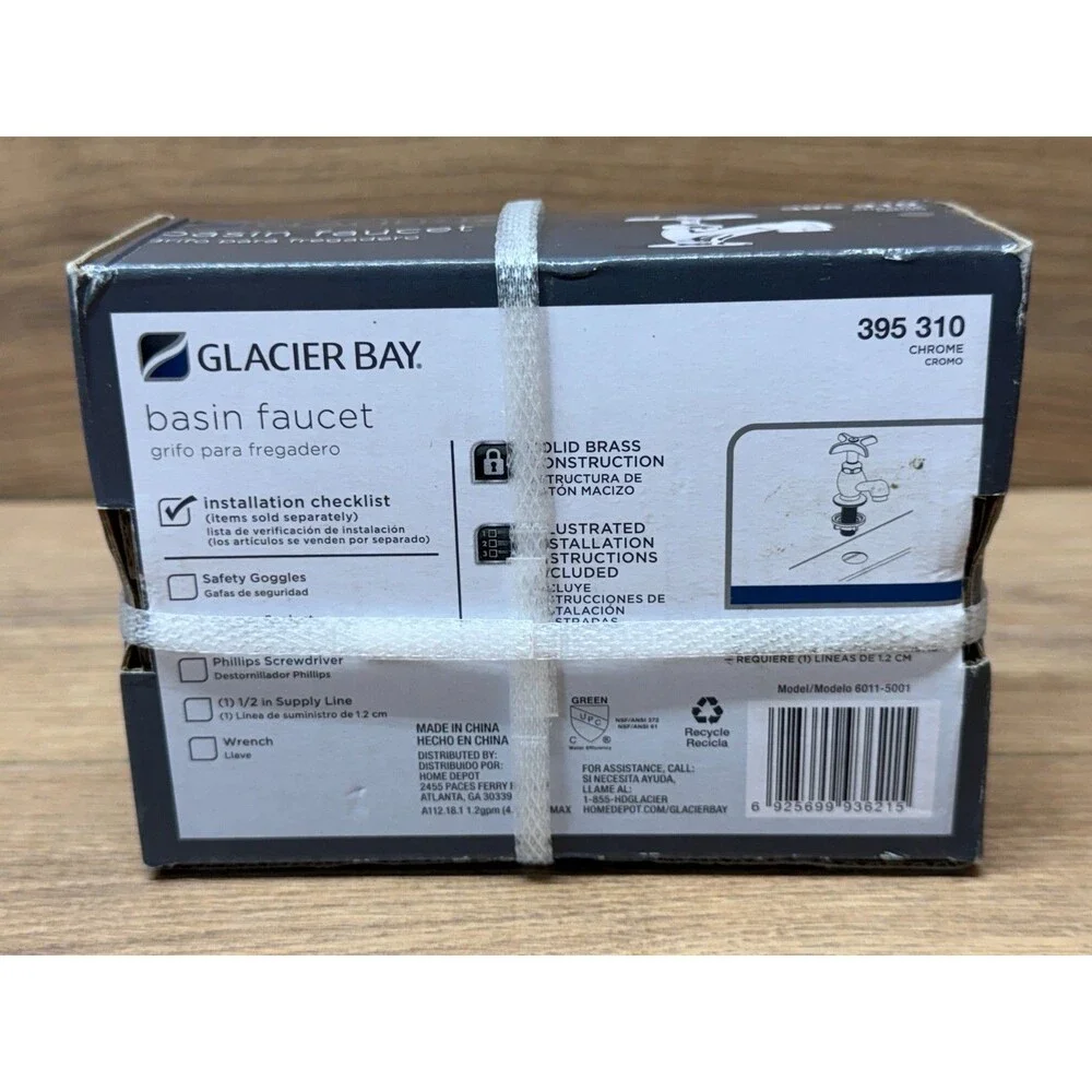 Glacier Bay 395-310 Single Hole/Handle Low-Arc Bathroom Basin Faucet in Chrome